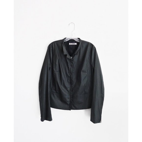 Vtg Jil Sander Washed Black Cotton Zip Jacket 12 - Picture 1 of 6